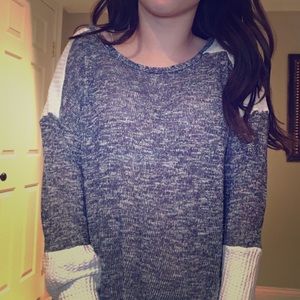 PPLA grey and white crochet sweater